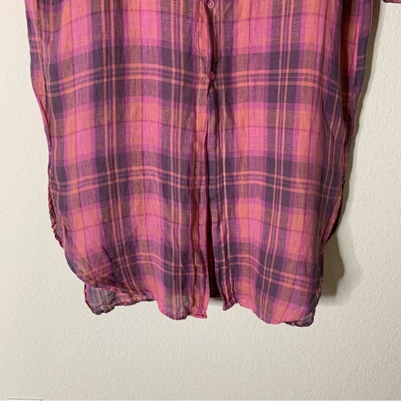 Free People X Cp Shades Womens plaid maxi Top 100% linen in valentine XS - Picture 4 of 11